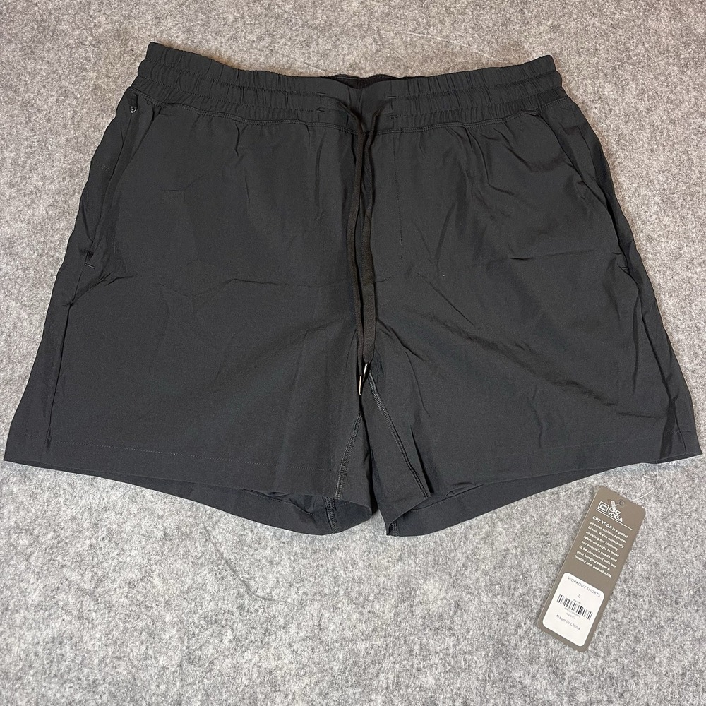 CRZ Yoga Workout Shorts Lined Mens L Black Athletic Performance Gym NWT